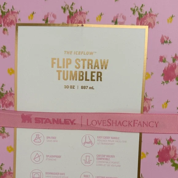 Stanley Pink Floral Insulated Tote and matching 30oz flip straw tumbler - Picture 3 of 4